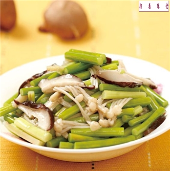 配菜养生菜特禀体质双菇炒蒜苔——净菜
